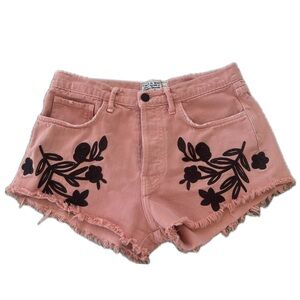 RARE Sandrine Rose Free People Pink Denim Shorts